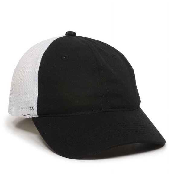 Outdoor Cap FWT-130 Heavy Garment Washed, Mesh Back-Black/White-Adult