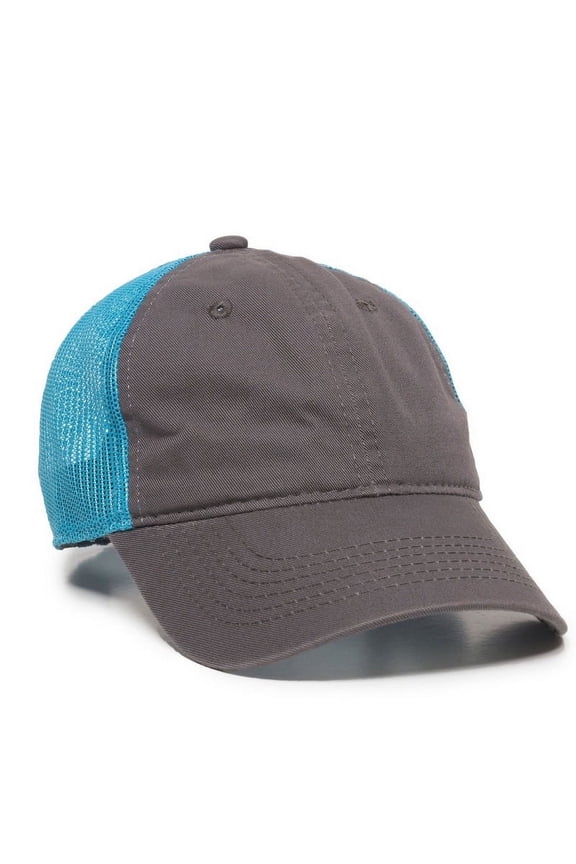 FWT-130 Heavy Garment Washed, Mesh Back-CHARCOAL/NEON BLUE-Adult