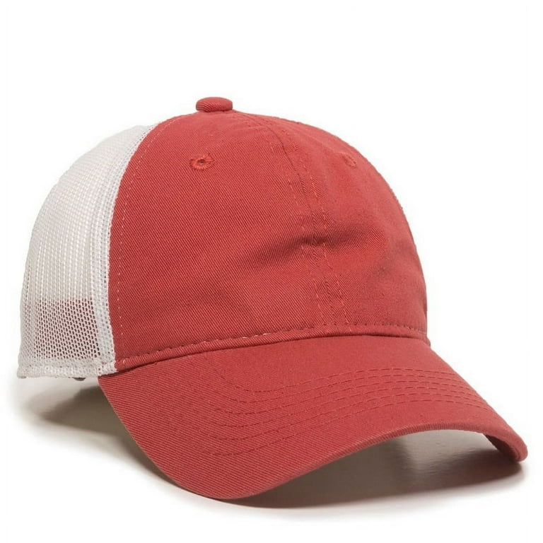 Outdoor Cap FWT-130 Heavy Garment Washed, Mesh Back-Nantucket  Red/White-Adult