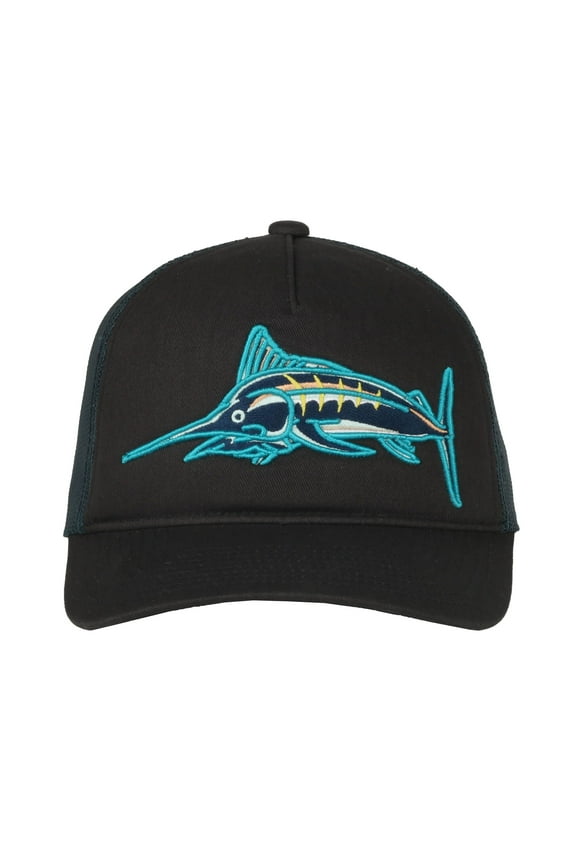Fishing Hat - Swordfish Embroidered Design, Packable Hat - Adult One Size Fits Most
