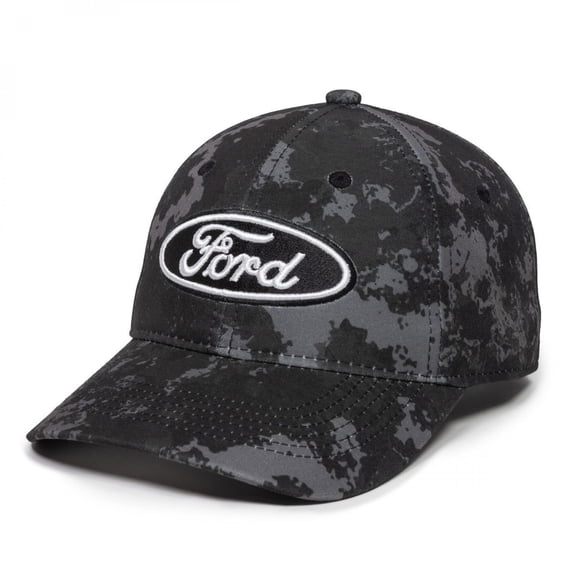 Ford Camo Hat Low Profile Structured Dad Cap with Ford Patch, Adjustable, One Size, Black