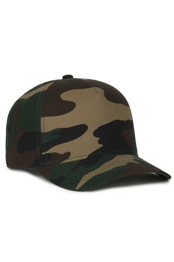 GC101 5-Panel Generic Camo Solid Back Cap-Woodland