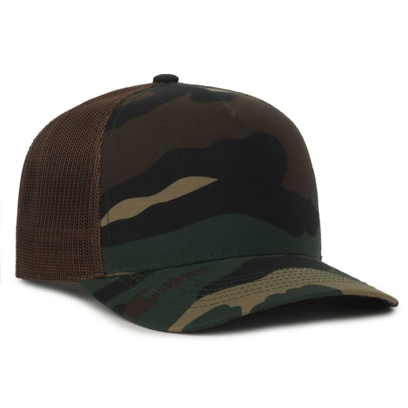 Outdoor Cap GC101M 5-Panel Generic Camo Mesh Back Cap-Woodland-Brown