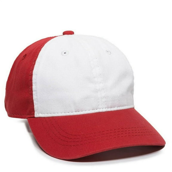 OC Sports GWT-111 Adjustable Strap Garment Wash Cotton Cap - White Red