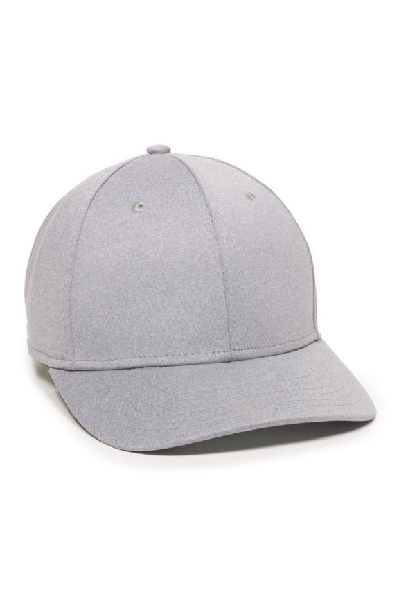 HTR-100 Heathered 6 Panel Cap-Heathered Grey