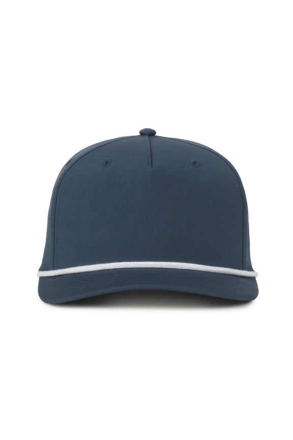 Rope Trucker Hat – High Crown Structured Snapback with White Rope Accent, One Size, Slate Blue