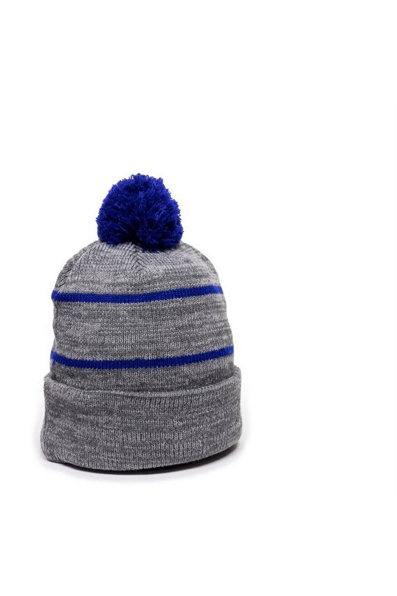 KNF-100 Watch Cap with Black Fleece Lining-Heathered Grey/Royal