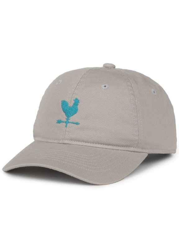 Ladies Gray Rooster Dad Cap, Low Profile Cotton Hat with Arrow Embroidery