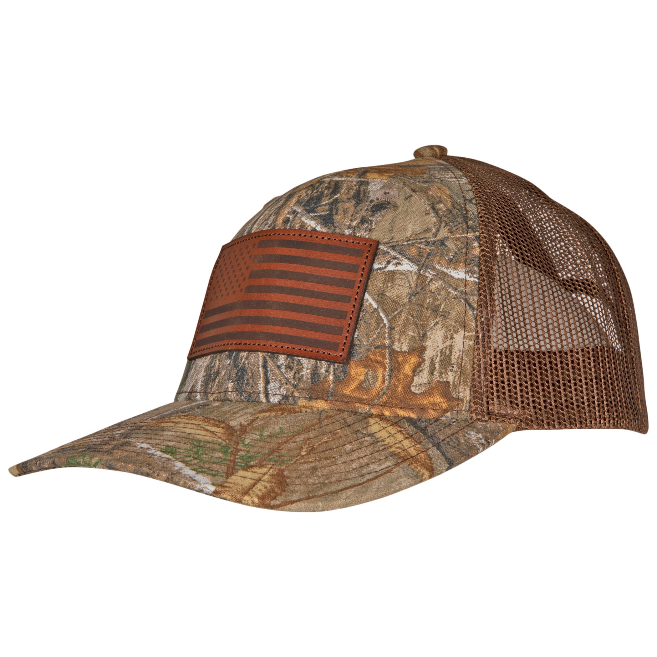 Outdoor Cap Leather Flag Patch Hat - Realtree Edge
