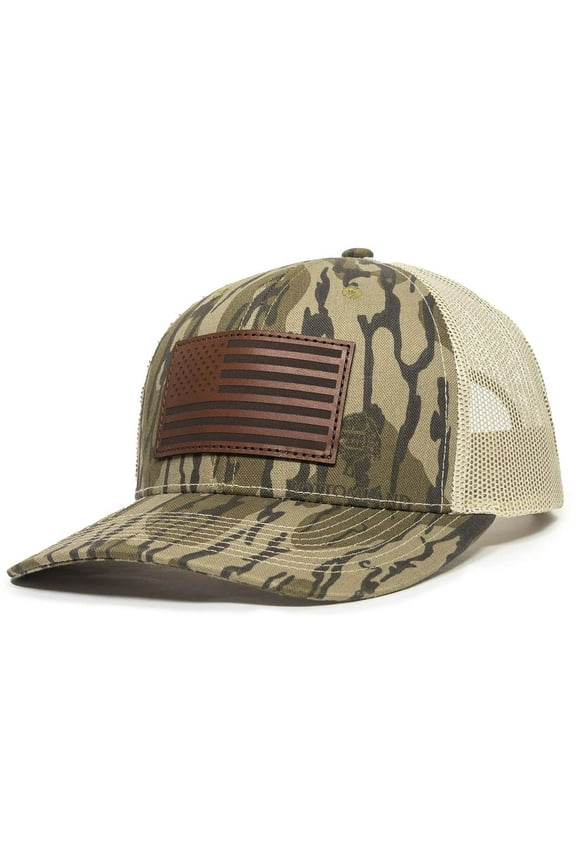 Mens Camo Flag Hat Mossy Oak Original Bottomland
