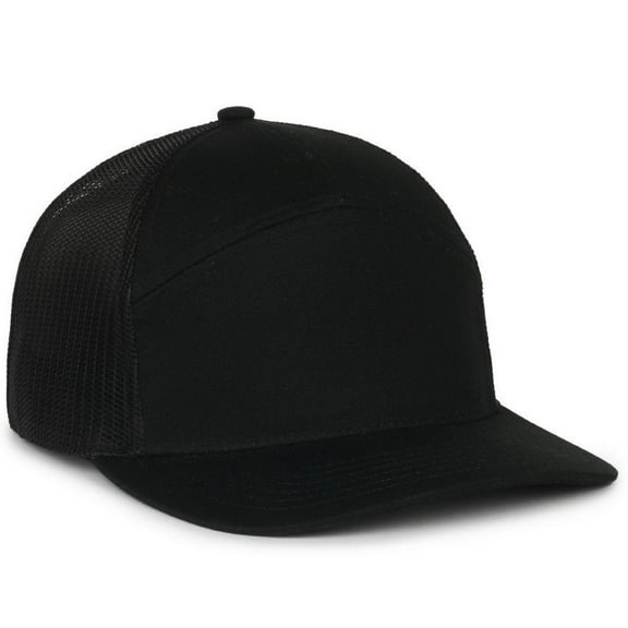 Outdoor Cap OC106 Structured 7-Panel Cap-Black/Black
