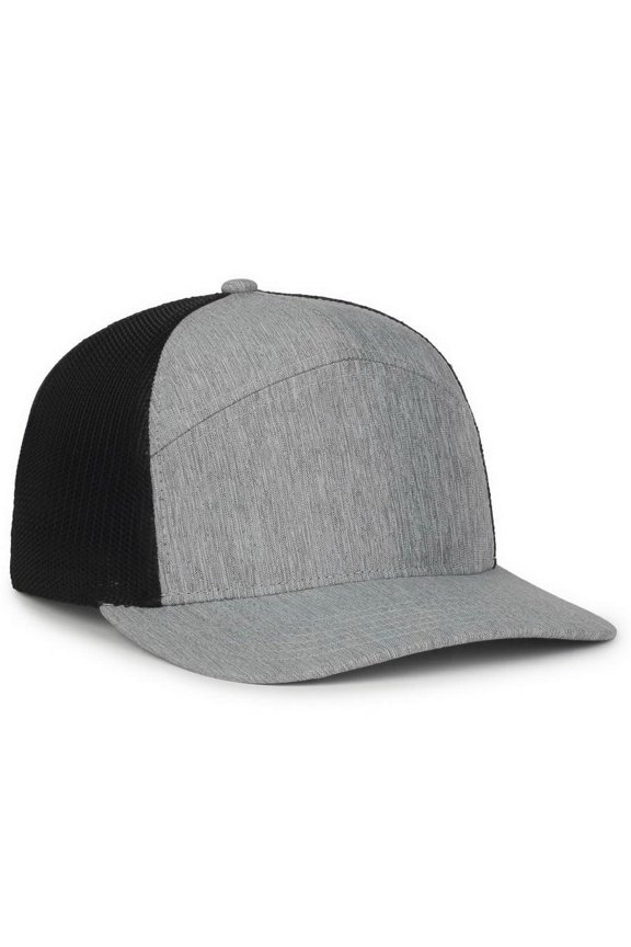OC106 Structured 7-Panel Cap-LN Heathered Grey/Black