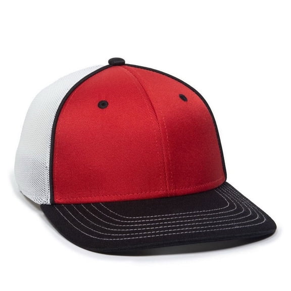 OC Sports OC12M Phenom Performance Twill Front Panel Cap -Red White Black