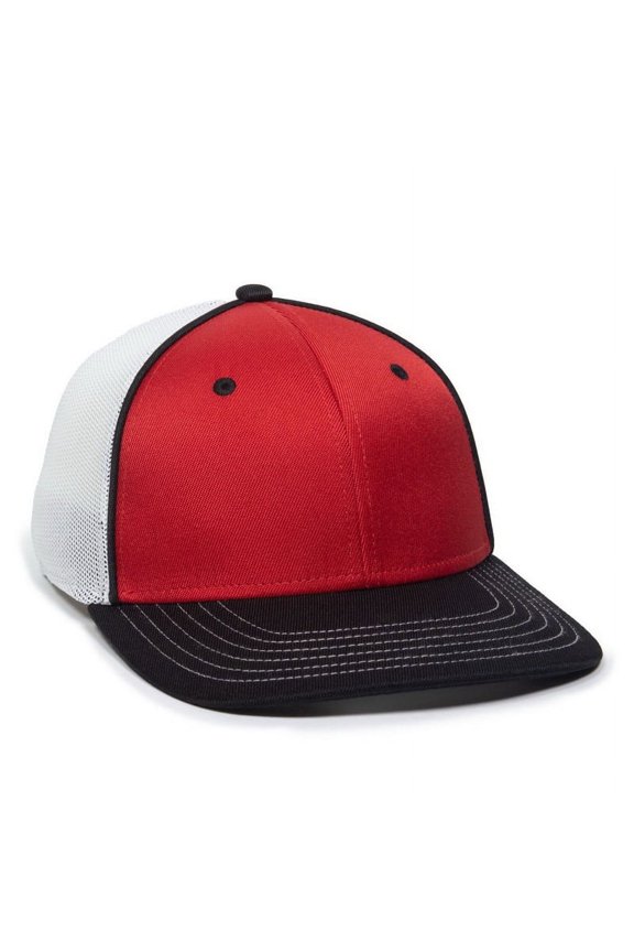 OC Sports OC12M Phenom Performance Twill Front Panel Cap -Red White Black