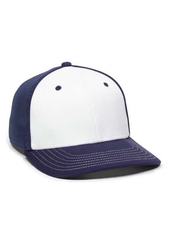 OC Sports OC12M Phenom Performance Twill Front Panel Cap -White Navy Navy