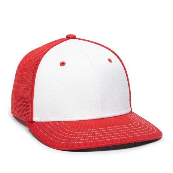 OC Sports OC12M Phenom Performance Twill Front Panel Cap -White Red Red