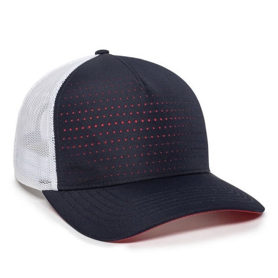 OC Sports OC502M Laser Perforated Font Panel Cap - Navy White Red