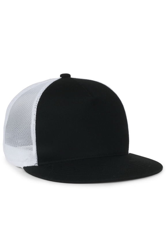 OC510HP Rounded Flat Visor-Black/White/Black