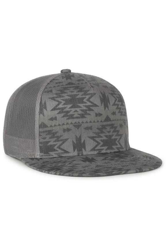OC510P Printed 5-Panel Mesh Back Cap-Smokey-Aztec-Dark-Grey