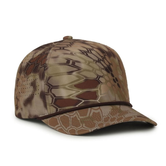 Outdoor Cap OC551CAMO Perforated Camo 5-Panel Cap-Kryptek® Highlander®-Brown-Cord