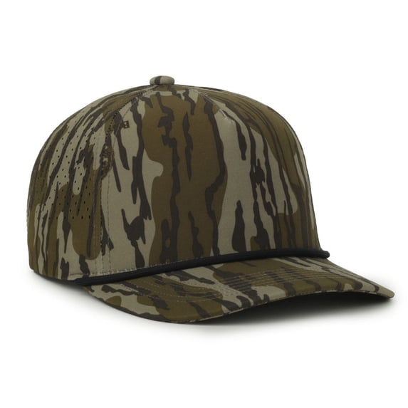 Outdoor Cap OC551CAMO Perforated Camo 5-Panel Cap-Mossy-Oak®-Original-Bottomland®-Black-Cord