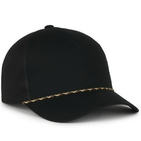 Outdoor Cap OC555M Plastic Snap Closure, Low Crown Cap-Black/Black