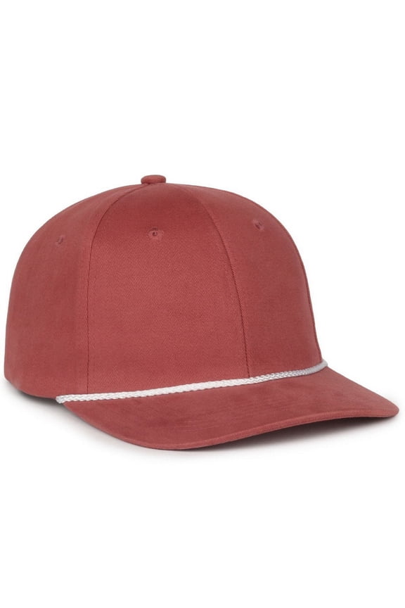 OC602 Mid Crown Structured Cap-Lake Red