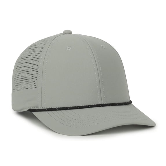Outdoor Cap OC660 Perforated Performance w/Cord Cap-Light-Grey-Black-Cord
