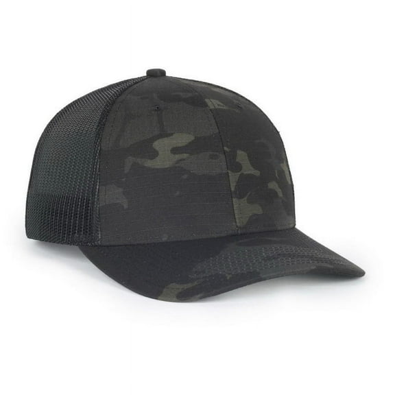 Outdoor Cap OC771C Structured Camo Trucker With Solid Mesh Back Hat - MULTCAM BLK