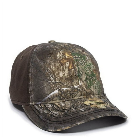 Realtree Edge Stained Camo Hunting Hat – Low Profile Structured Baseball Cap with Frayed Visor, Adjustable Snapback, One Size