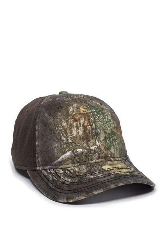 Edge Stained Camo Hunting Hat – Low Profile Structured Baseball Cap with Frayed Visor, Adjustable Snapback, One Size