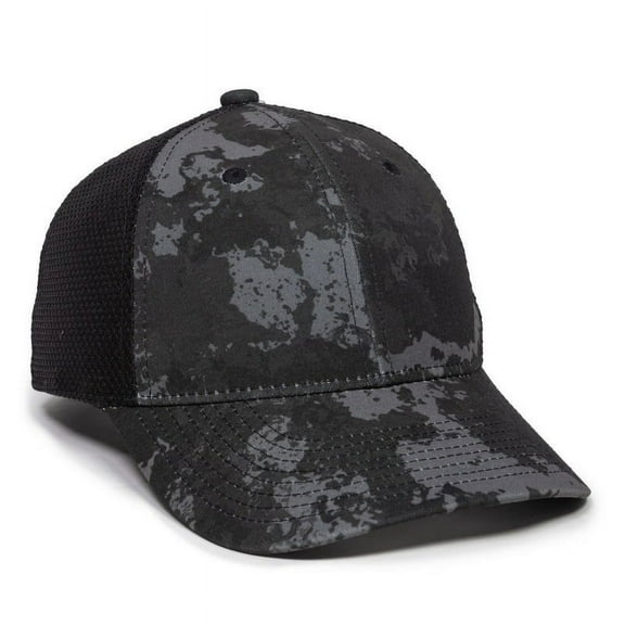 Outdoor Cap PFC-150M Platinum Series Camo with Mesh Back-Veil Tac-Black /Black