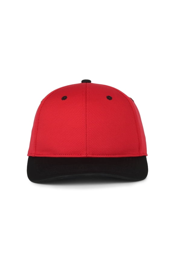 Kids Baseball Hat – Low Profile Structured Performance Cap, Adjustable Hook-and-Loop, Youth One Size, Red/Black