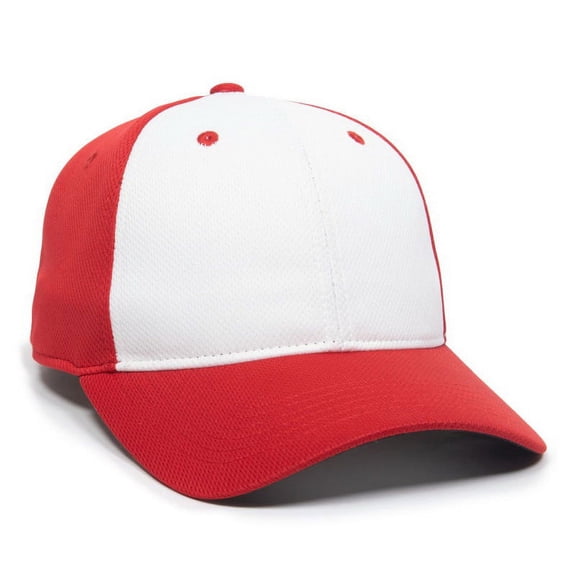 Outdoor Cap PTM50 Slight Pre-Curved Visor-White/Red/Red-Adult