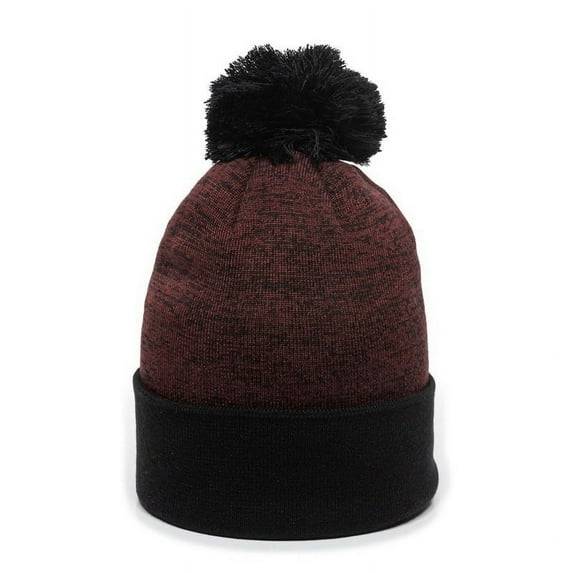 Outdoor Cap PWC-100 Heathered Acrylic Knit-Maroon/Black