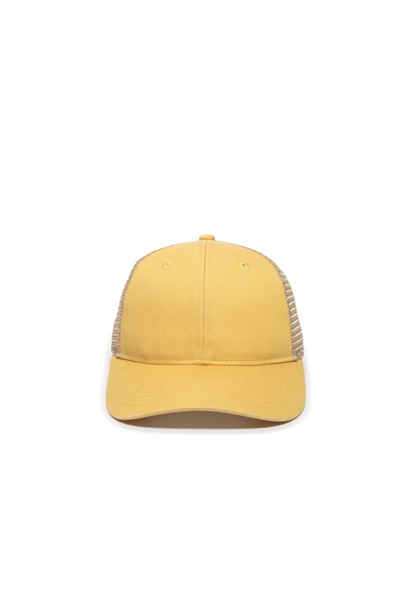 Ponytail Baseball Cap – Low Profile Dad Hat Style, Pigment-Dyed Cotton, Adjustable, Dusty Yellow