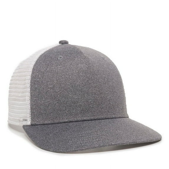 Outdoor Cap RGR-100M 5 Panel Heathered, Mesh Back Cap-Heathered Black/White