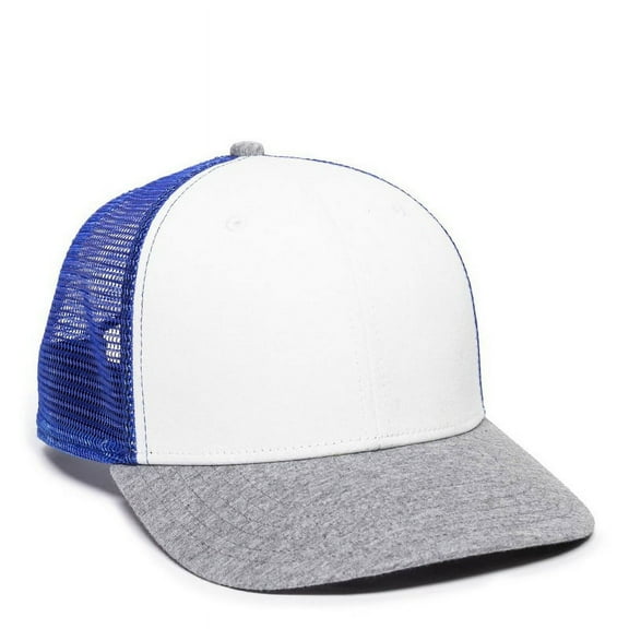 Outdoor Cap RGR-200M Mesh Back, Polyester/Spandex Cap-White/Royal/Heathered Grey