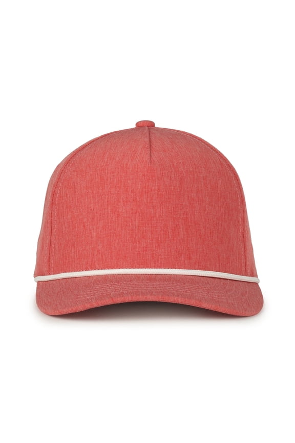 Rope Golf Hat High Crown Structured Performance Cap with White Rope Accent, Adjustable Snapback, One Size, Red