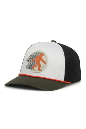Sasquatch Trucker Hat – Pro Round Structured Baseball Cap with Bigfoot Patch, Mesh Back, Adjustable Snapback, One Size