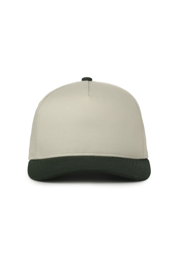High Profile Baseball Cap – Structured Cotton Dad Hat Style, Adjustable Snapback, One Size, Ivory/Dark Green