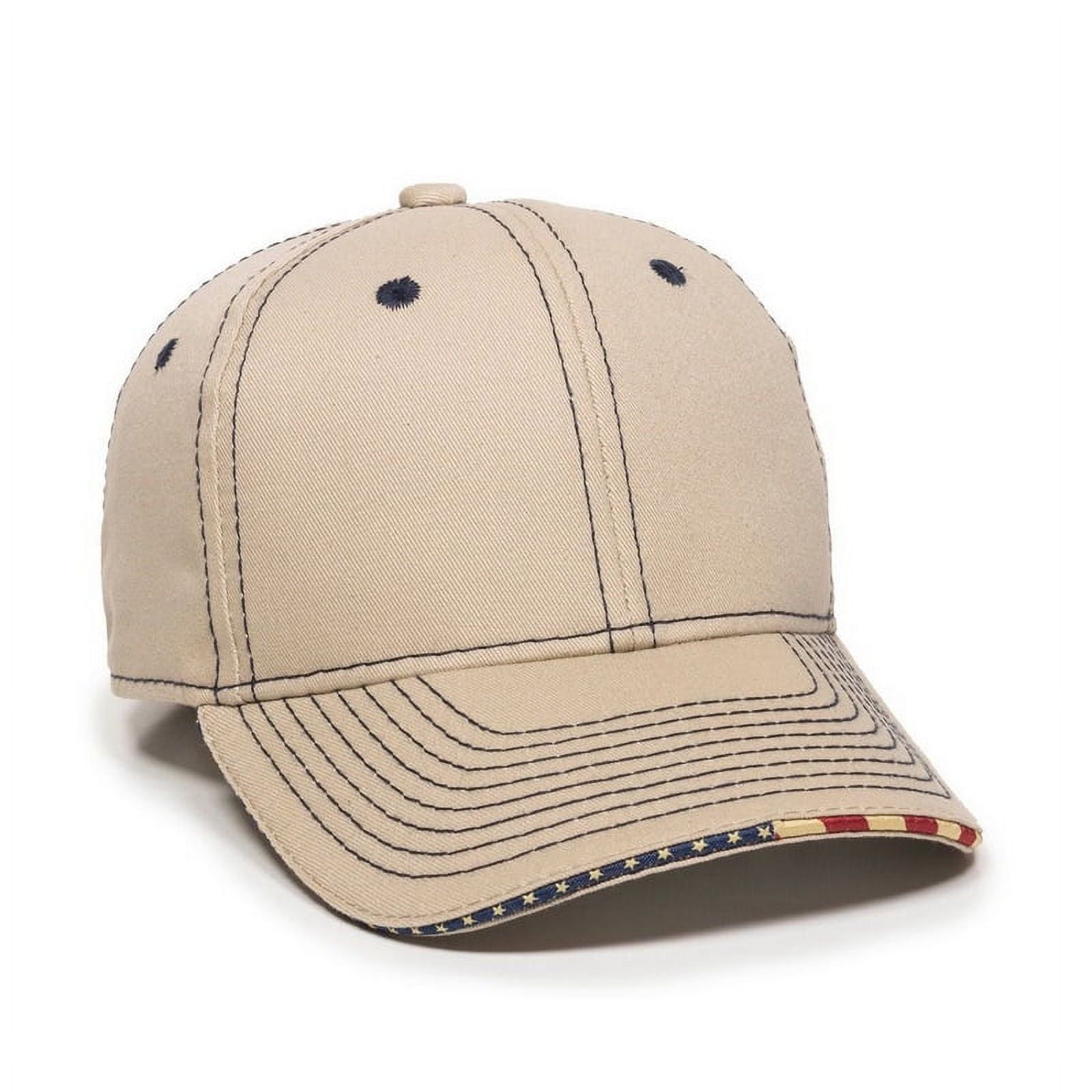 Outdoor Cap USA-800 Structured with Flag Sandwich-Khaki 