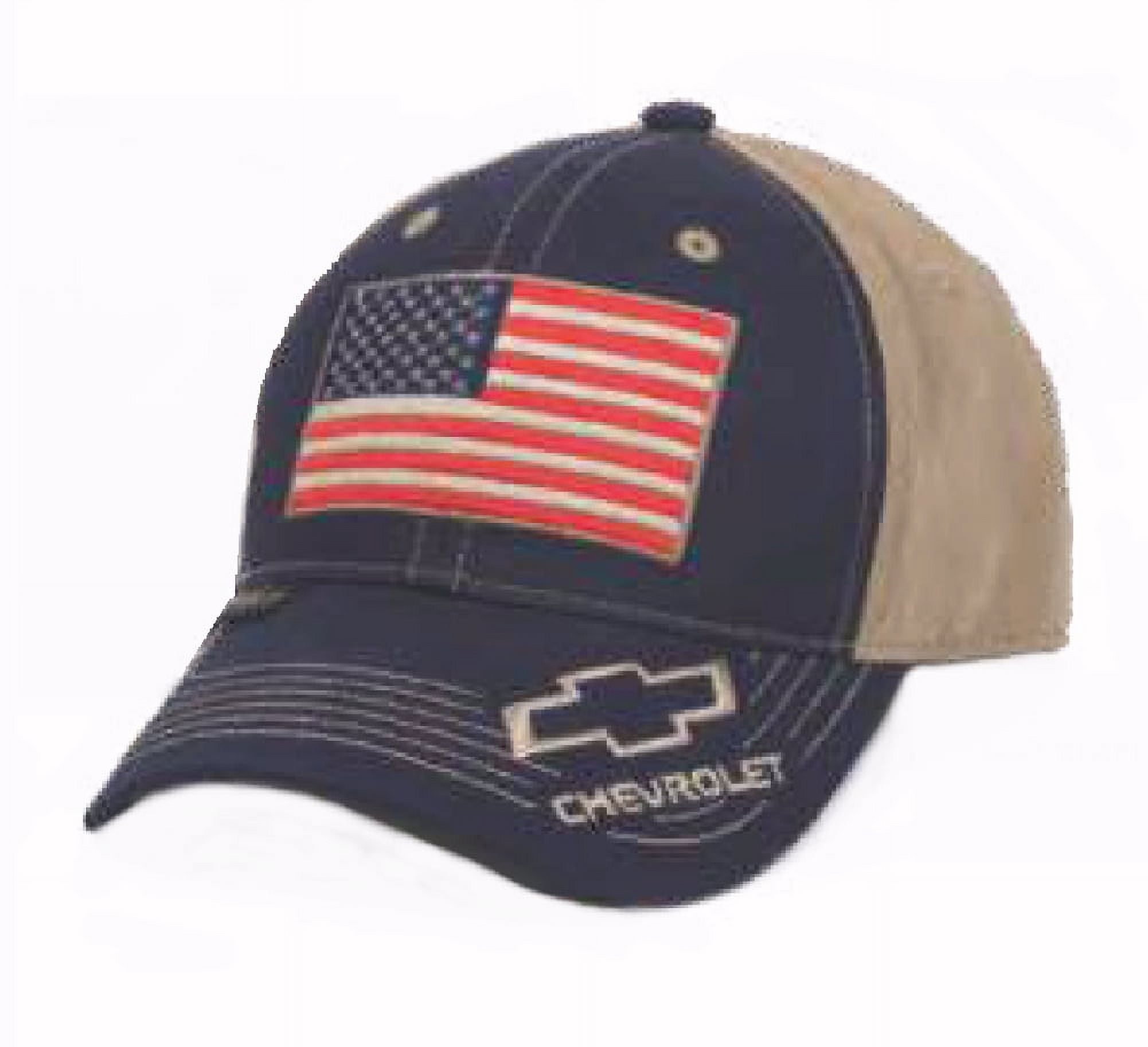 Outdoor Cap Unisex-Adult American Flag Truck Cap, Navy/Khaki