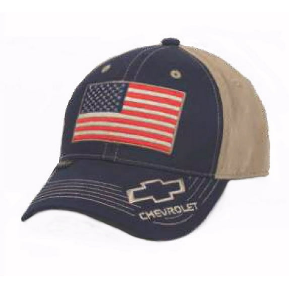 Outdoor Cap Unisex-Adult American Flag Truck Cap, Navy/Khaki