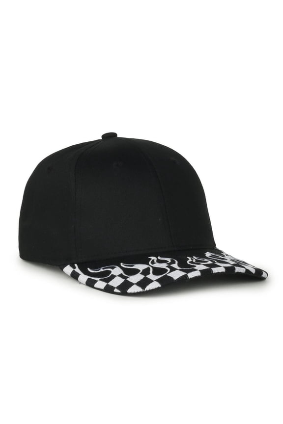 VROOM-01 Checkered Flame Solid Back Cap-Black