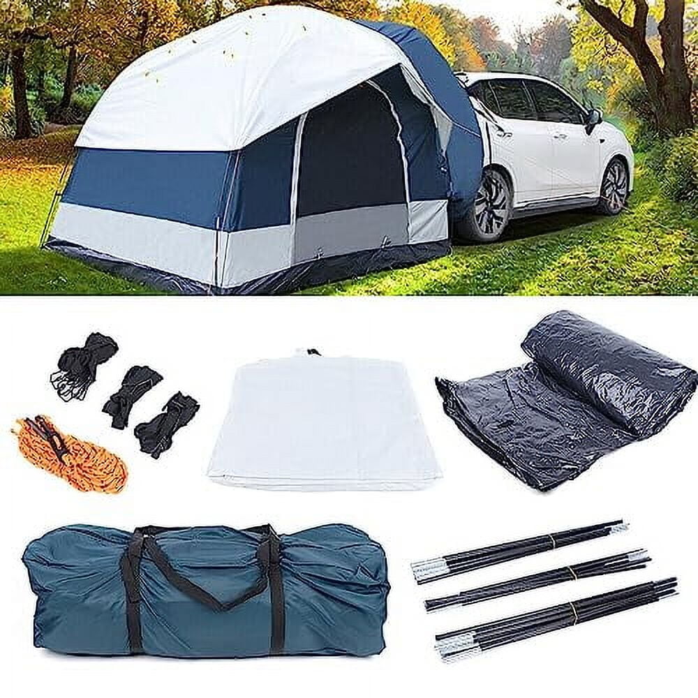 Outdoor Car Tent, White Green SUV Tent, Car Camping Car Tent, Tailgate Tent w/Waterproof, Car Tents for Camping SUV, Large Space, for Mountaineering, Fishing, Wild Survival