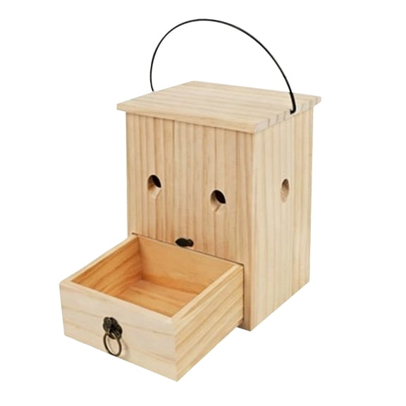 Outdoor Carpenter Bee Trap, Natural Solid Wood Wasp Catcher with Drawer, Hanging Bee Killer for Garden Yard Patio, Reusable Carpenter Bee Trap for Home Pest Control