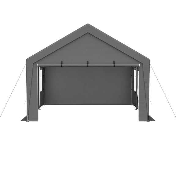 Outdoor Carports 13'x20' Canopy with 2 Roll-Up Doors, Waterproof Party Tent, Carport & Storage Shelter for Outdoor, Car, Boat, Garden Party, Gathering, Galvanized Frame,Large Carports