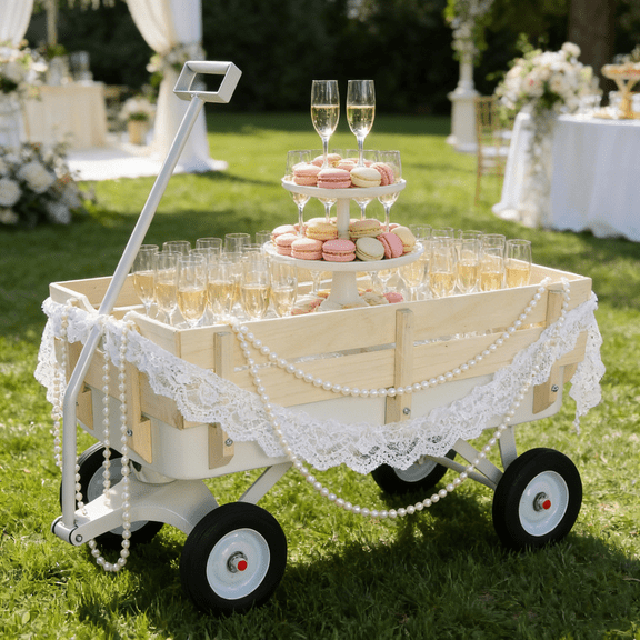 Outdoor Carriage, All Terrains Wooden Railings Solid Tires Garden Carriage