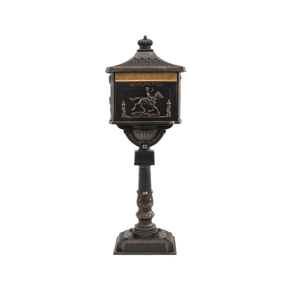 Outdoor Cast Aluminum Mailbox,Locking Residential Mailboxes with Keys, All Weather Rust-Proof Large Capacity Post-Mount Mailboxes (Bronze)